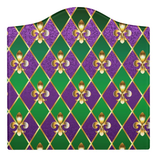 Jewelry Background Mardi Gras Door Sign (Large Crest Front)