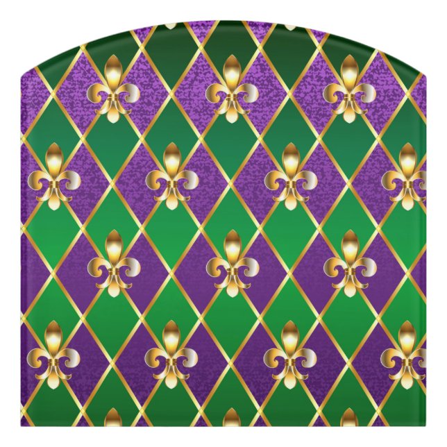 Jewelry Background Mardi Gras Door Sign (Contour Front)
