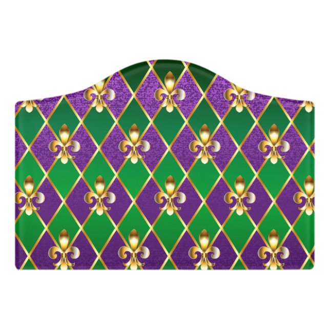 Jewelry Background Mardi Gras Door Sign (Small Crest Front)