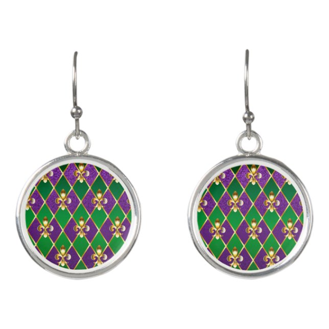 Jewelry Background Mardi Gras Earrings (Front)