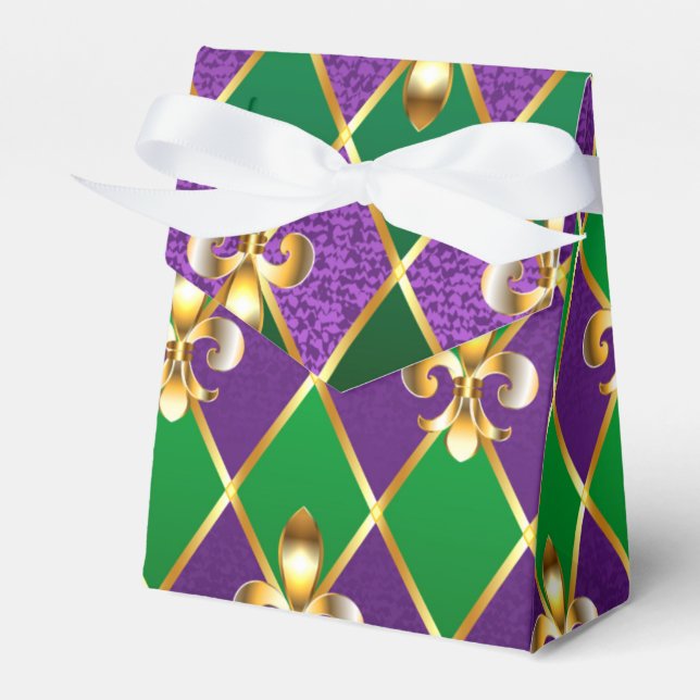 Jewelry Background Mardi Gras Favor Boxes (Front Side)