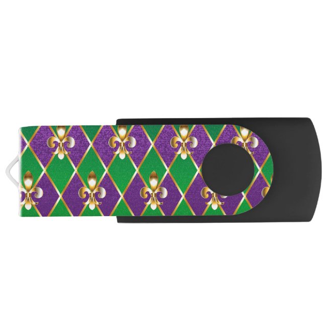 Jewelry Background Mardi Gras Flash Drive (Back)