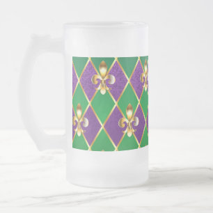 Jewelry Background Mardi Gras Frosted Glass Beer Mug