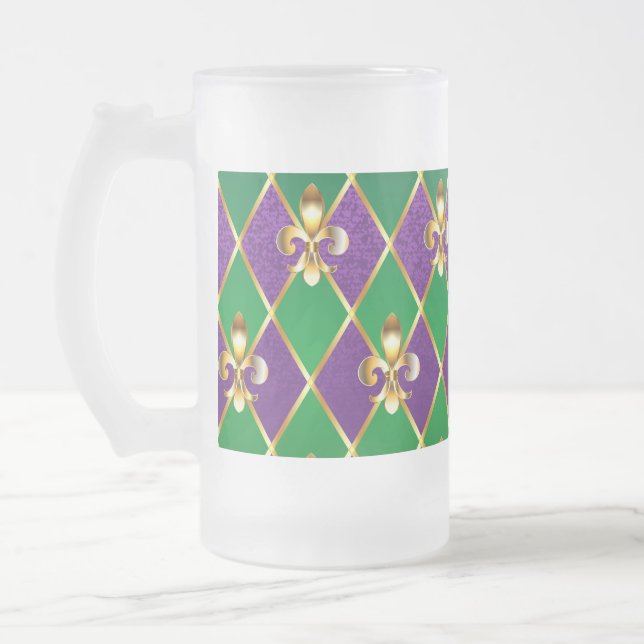 Jewelry Background Mardi Gras Frosted Glass Beer Mug (Left)