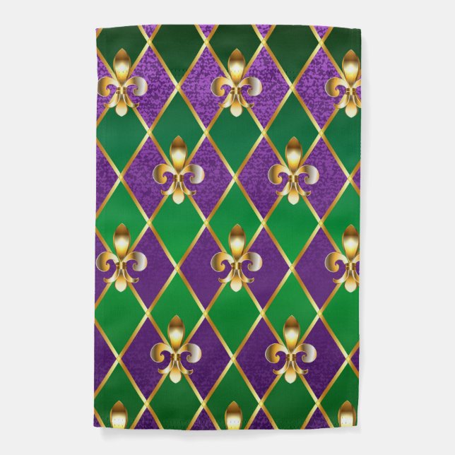 Jewelry Background Mardi Gras Garden Flag (Front)