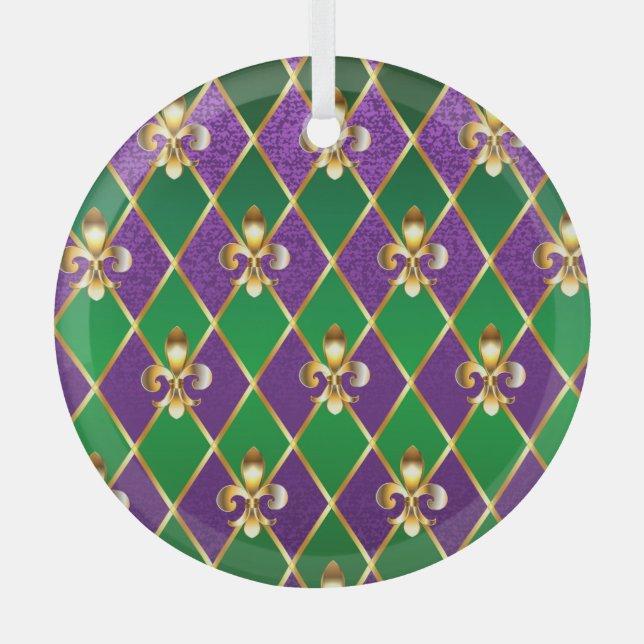 Jewelry Background Mardi Gras Glass Ornament (Front)