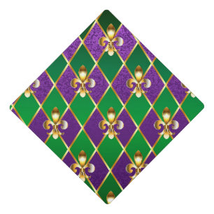 Jewelry Background Mardi Gras Graduation Cap Topper