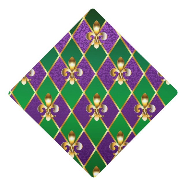 Jewelry Background Mardi Gras Graduation Cap Topper (Front)