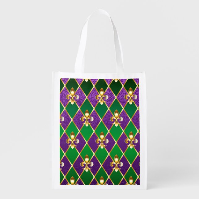 Jewelry Background Mardi Gras Grocery Bag (Front)