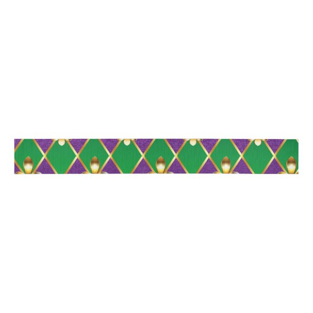 Jewelry Background Mardi Gras Grosgrain Ribbon (Front)