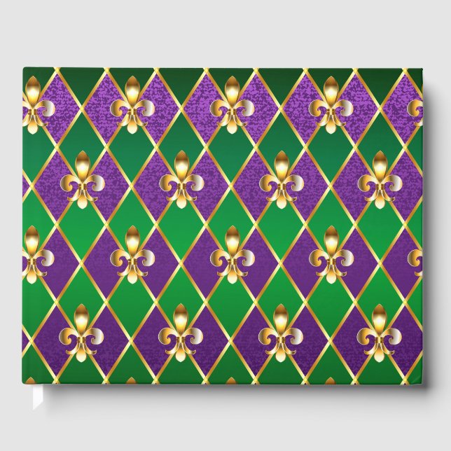 Jewelry Background Mardi Gras Guest Book (Front)