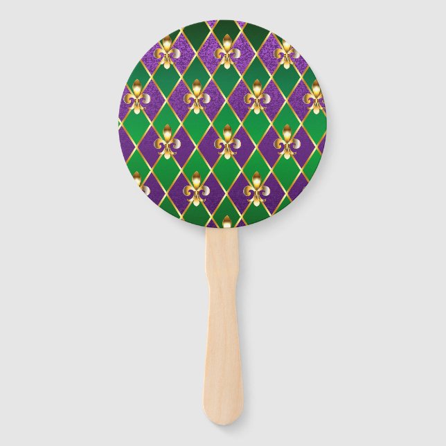 Jewelry Background Mardi Gras Hand Fan (Front)