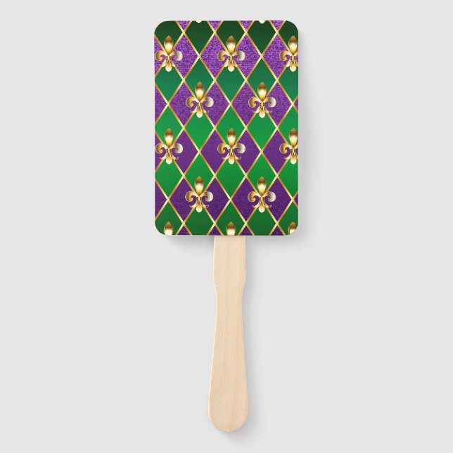 Jewelry Background Mardi Gras Hand Fan (Front)