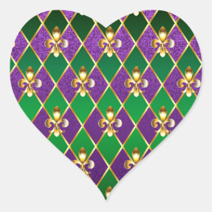Jewelry Background Mardi Gras Heart Sticker