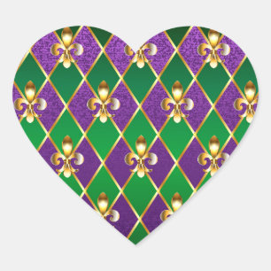 Jewelry Background Mardi Gras Heart Sticker