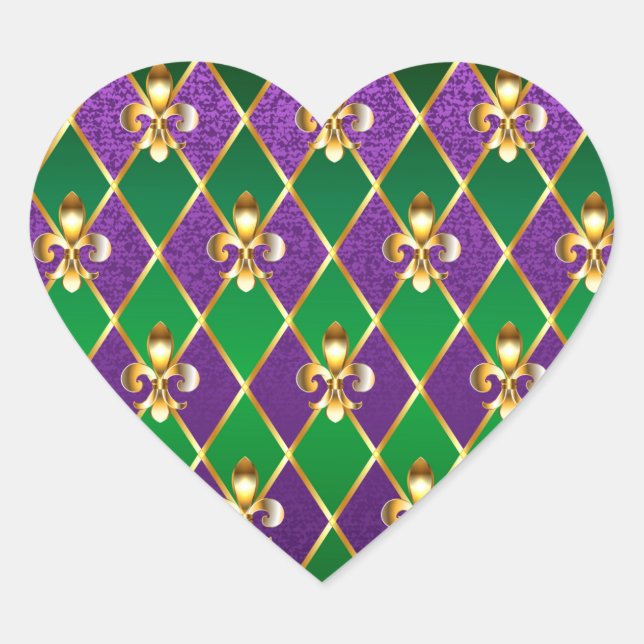 Jewelry Background Mardi Gras Heart Sticker (Front)