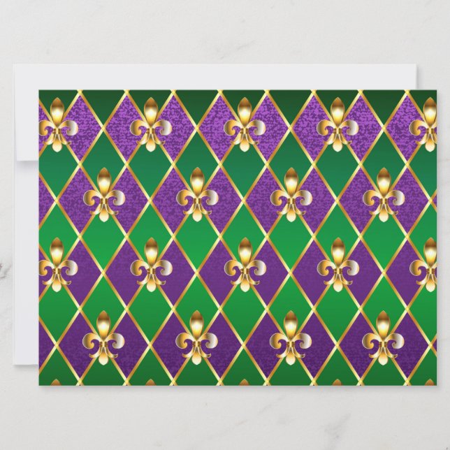 Jewelry Background Mardi Gras Holiday Card (Front)