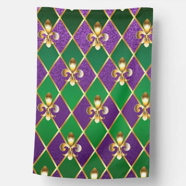 Jewelry Background Mardi Gras House Flag (Front)