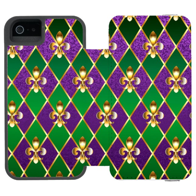 Jewelry Background Mardi Gras Incipio iPhone Wallet Case (Folio Open)