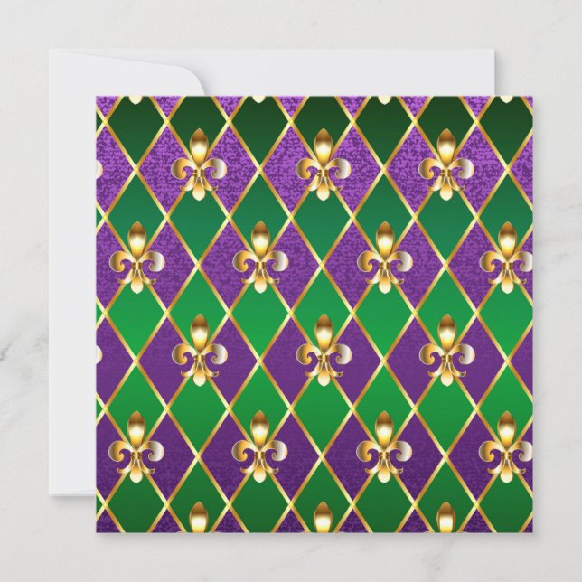 Jewelry Background Mardi Gras Invitation (Front)
