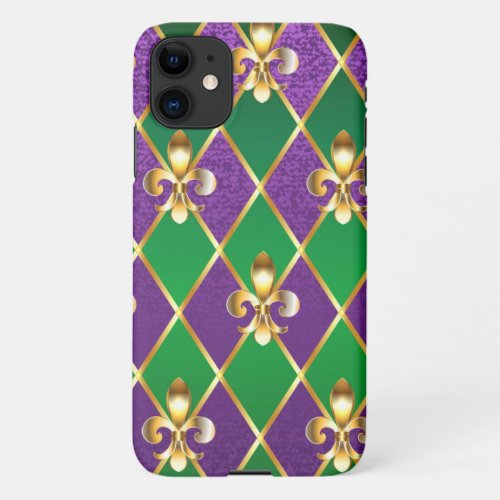 Jewelry Background Mardi Gras iPhone 11 Case