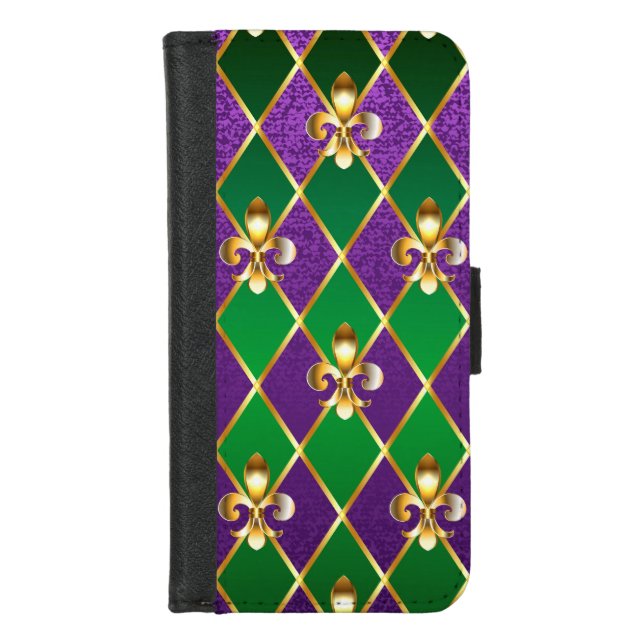 Jewelry Background Mardi Gras iPhone Wallet Case (Front)