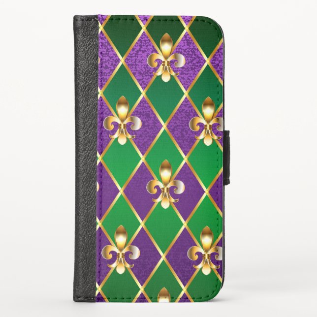 Jewelry Background Mardi Gras iPhone Wallet Case (Front)