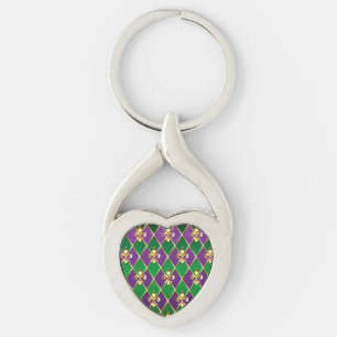 Jewelry Background Mardi Gras Keychain