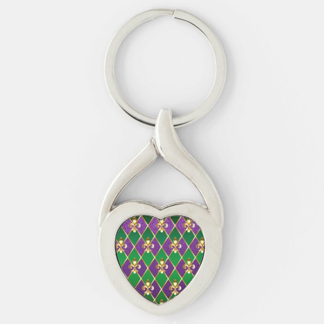 Jewelry Background Mardi Gras Keychain (Front)