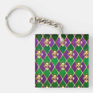 Jewelry Background Mardi Gras Keychain