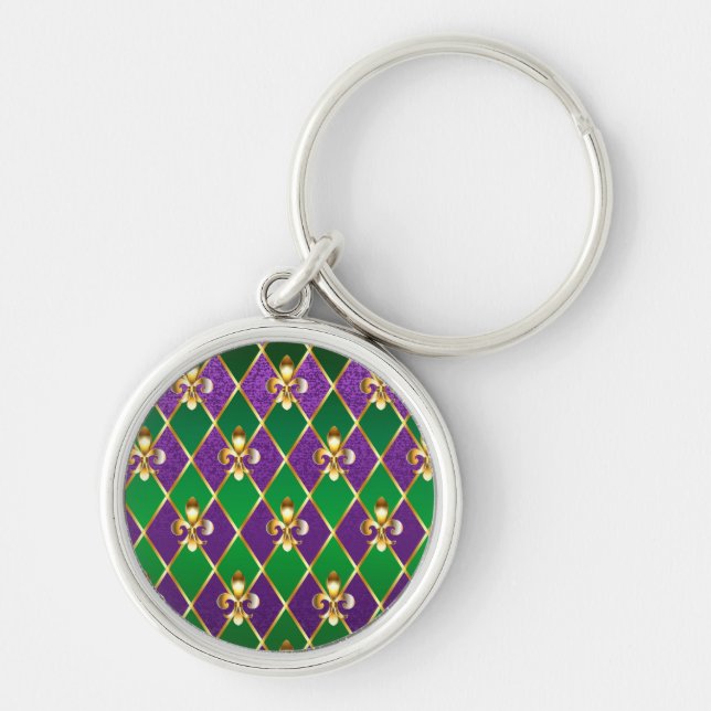 Jewelry Background Mardi Gras Keychain (Front)