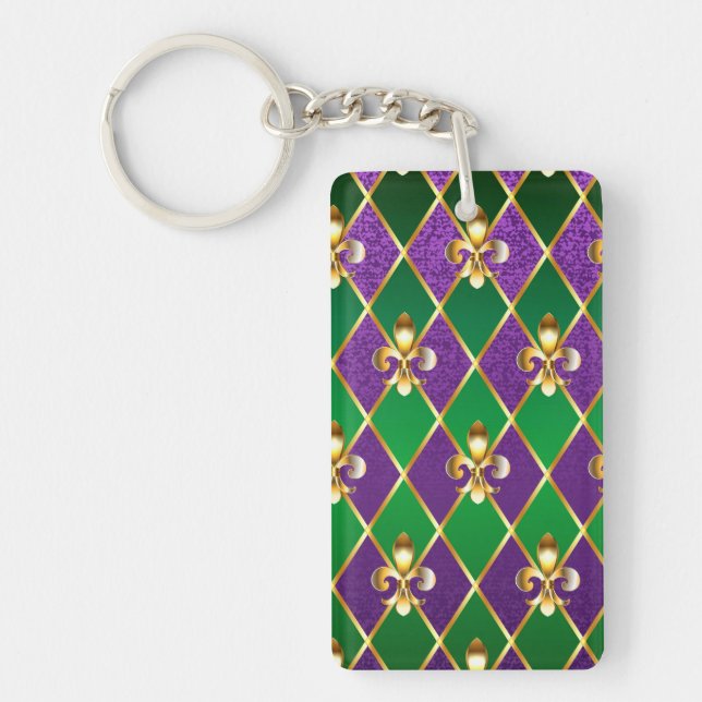 Jewelry Background Mardi Gras Keychain (Front)