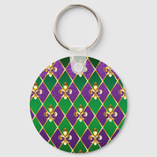 Jewelry Background Mardi Gras Keychain