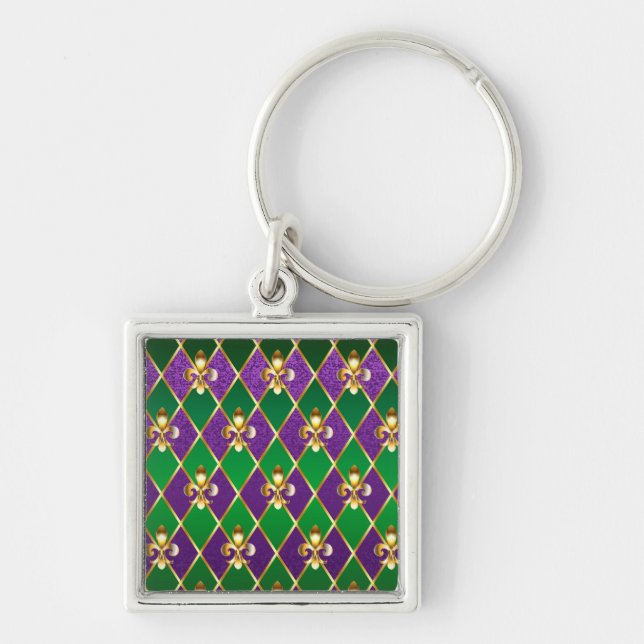 Jewelry Background Mardi Gras Keychain (Front)