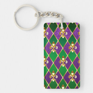 Jewelry Background Mardi Gras Keychain