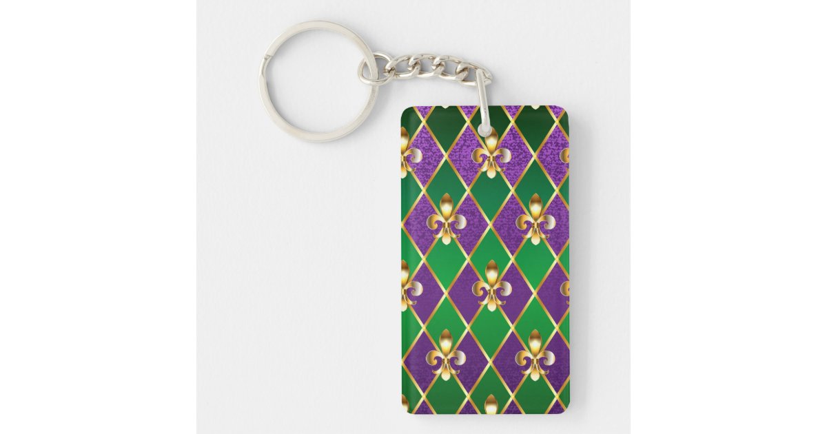 Louisiana keychain. Includes State of Louisiana, Mardi Gras mask, and Fleur  de Lis Charms. Louisiana gift. New Orleans, Mardi Gras.