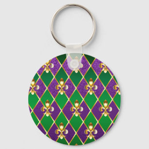 Jewelry Background Mardi Gras Keychain