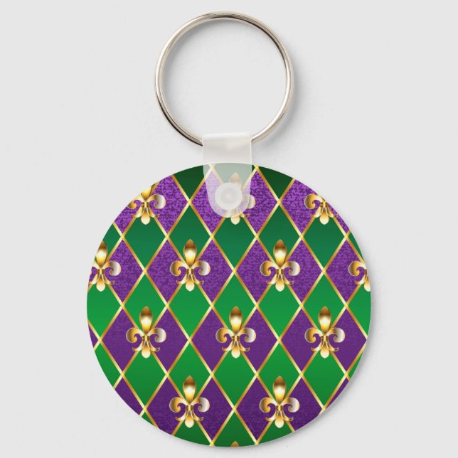 Jewelry Background Mardi Gras Keychain (Front)