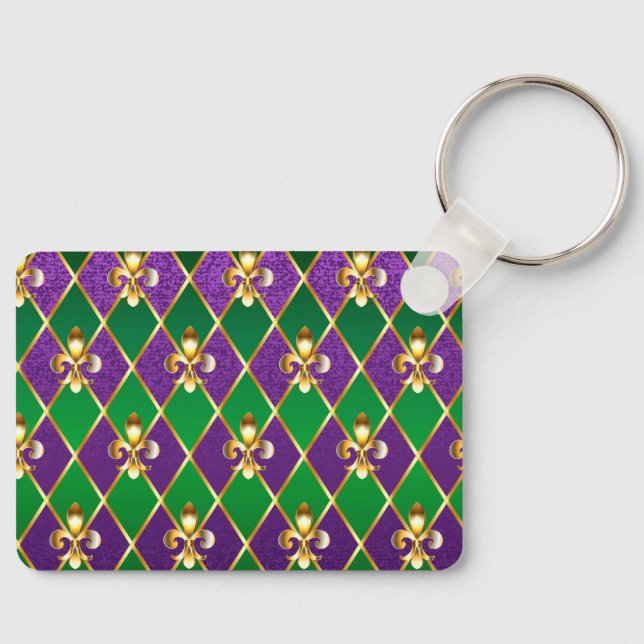 Jewelry Background Mardi Gras Keychain (Front)