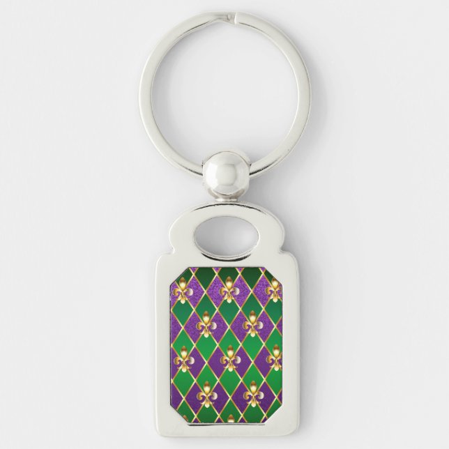 Jewelry Background Mardi Gras Keychain (Front)
