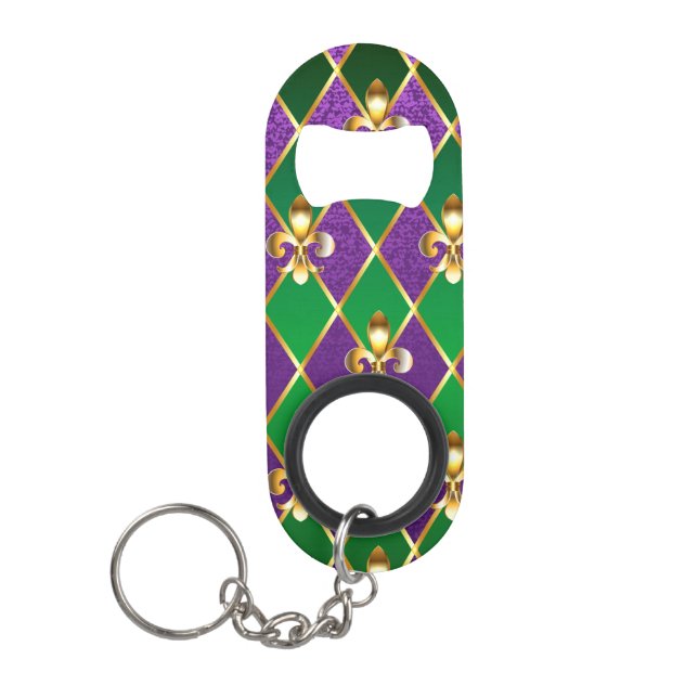 Jewelry Background Mardi Gras Keychain Bottle Opener (Front)