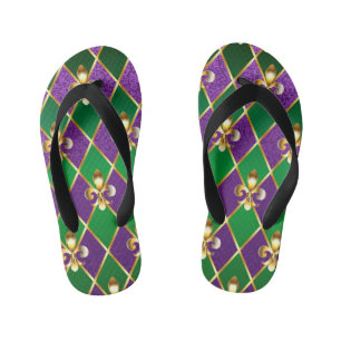 Jewelry Background Mardi Gras Kid's Flip Flops