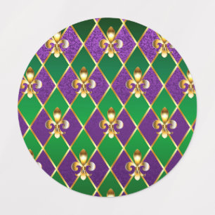 Jewelry Background Mardi Gras Kids' Labels