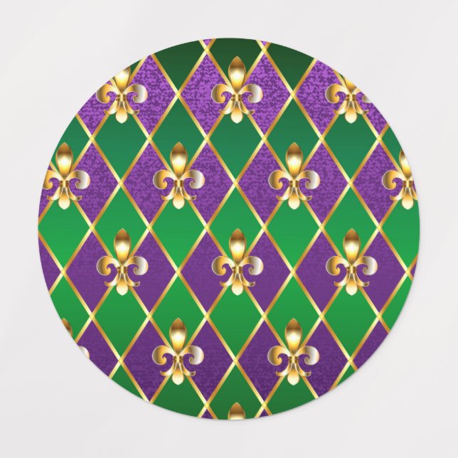 Jewelry Background Mardi Gras Kids' Labels (Design 1)