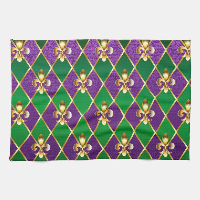 Jewelry Background Mardi Gras Kitchen Towel (Horizontal)