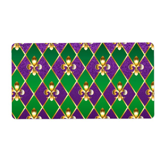 Jewelry Background Mardi Gras Label (Front)