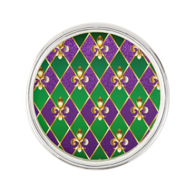 Jewelry Background Mardi Gras Lapel Pin (Front)