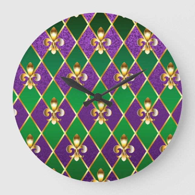 Jewelry Background Mardi Gras Large Clock (Front)