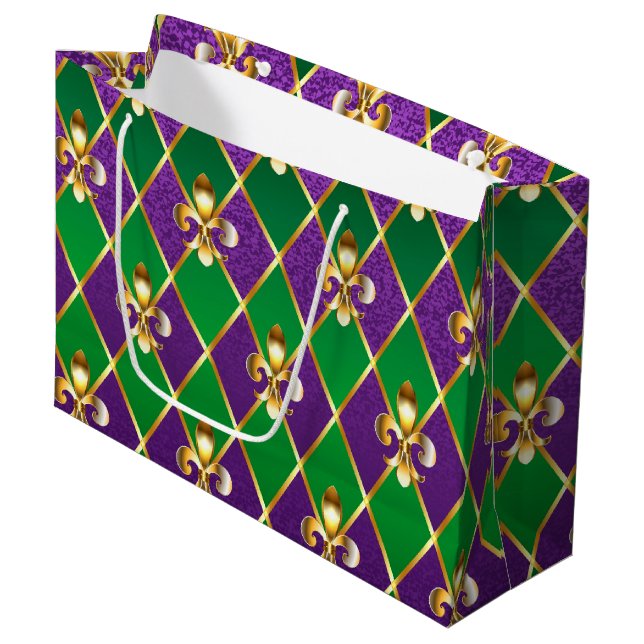 Jewelry Background Mardi Gras Large Gift Bag (Front Angled)