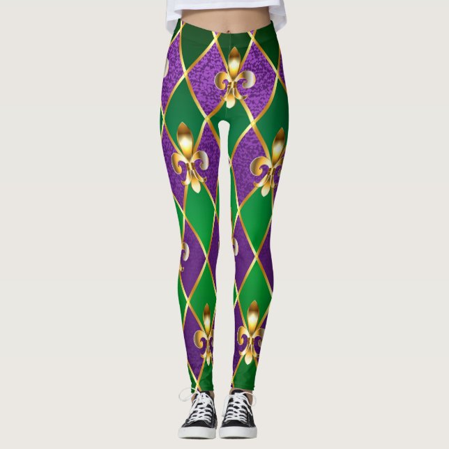 Jewelry Background Mardi Gras Leggings (Front)